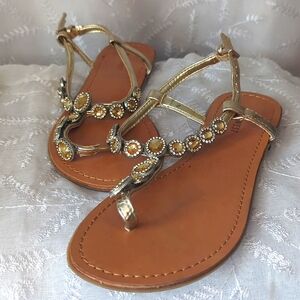 Nine West Size 7.5 Strappy Bejeweled Flats